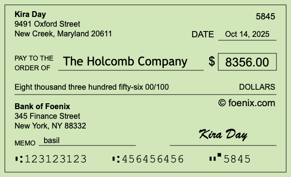 How to write a check for $8,356