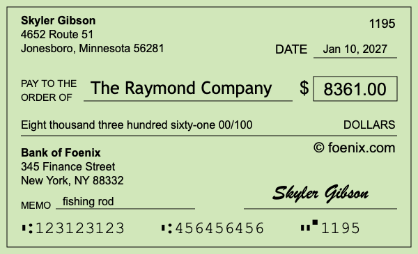 How to write a check for $8,361
