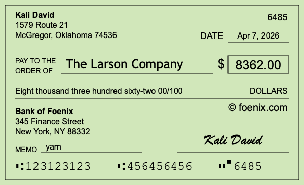 How to write a check for $8,362