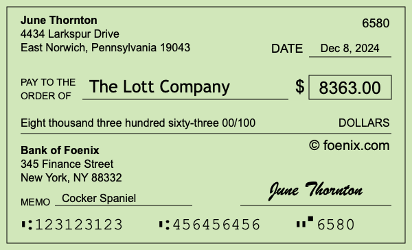 How to write a check for $8,363