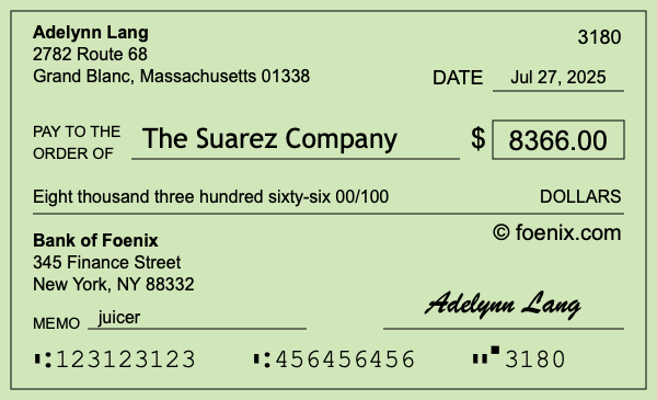 How to write a check for $8,366