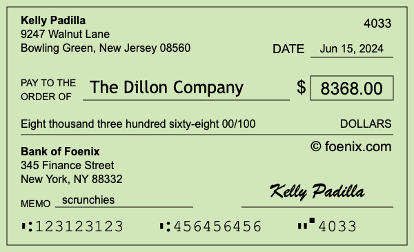 How to write a check for $8,368