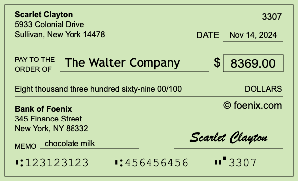 How to write a check for $8,369