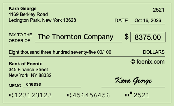 How to write a check for $8,375