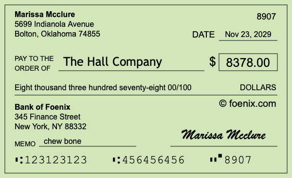 How to write a check for $8,378