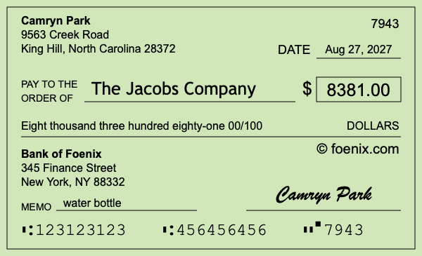 How to write a check for $8,381