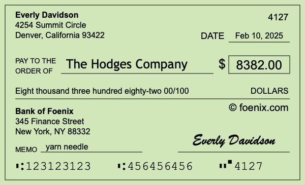 How to write a check for $8,382