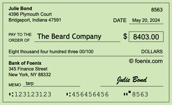 How to write a check for $8,403