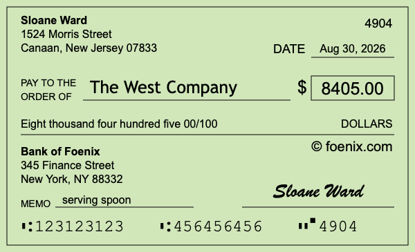 How to write a check for $8,405