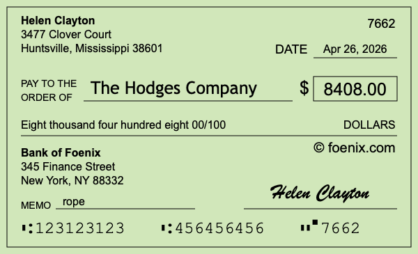 How to write a check for $8,408