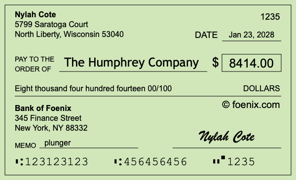 How to write a check for $8,414