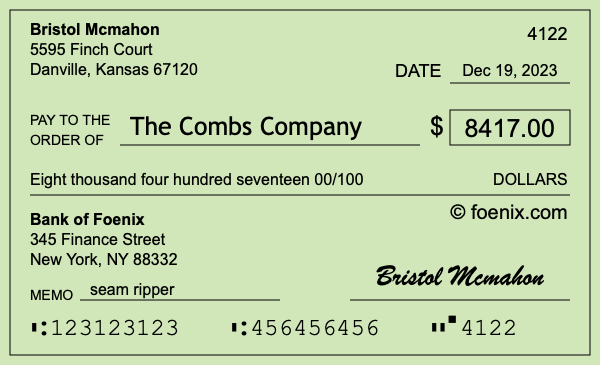 How to write a check for $8,417