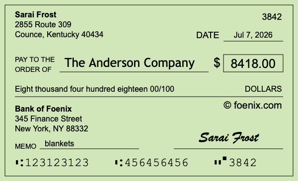 How to write a check for $8,418