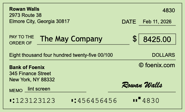 How to write a check for $8,425