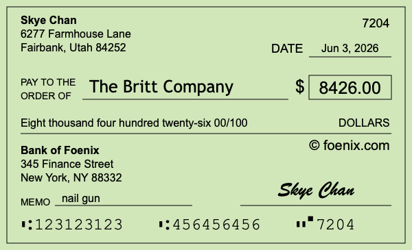 How to write a check for $8,426