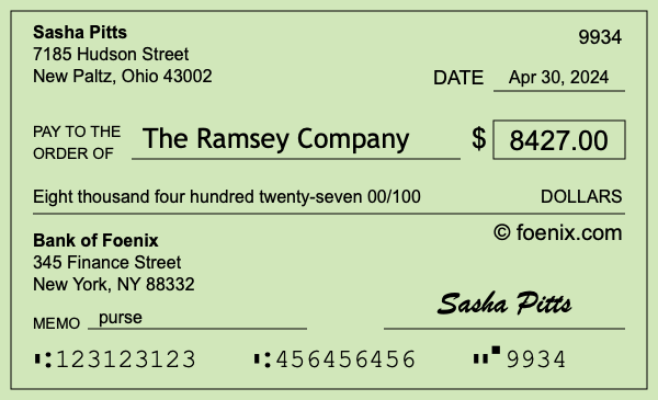 How to write a check for $8,427