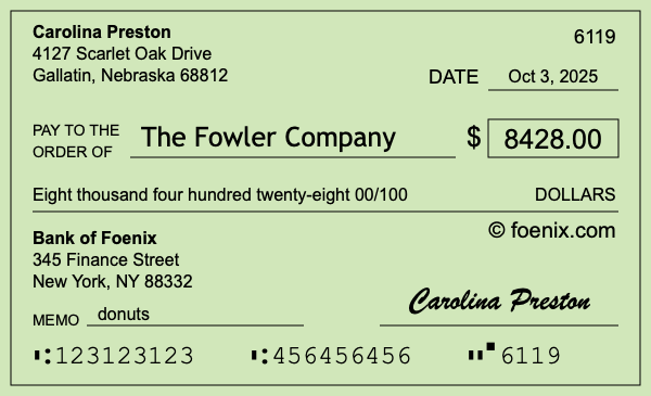 How to write a check for $8,428