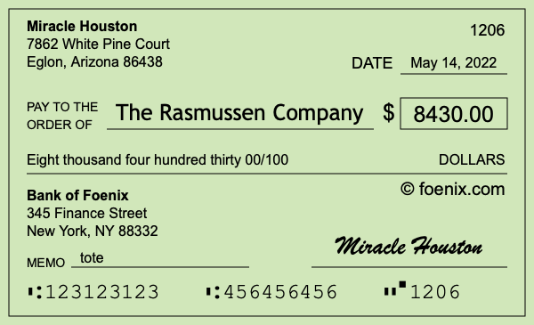 How to write a check for $8,430