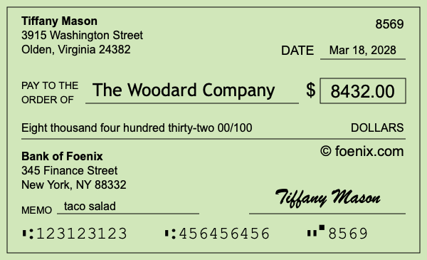 How to write a check for $8,432