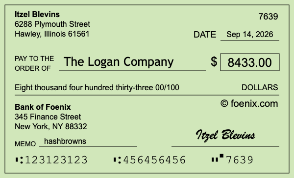 How to write a check for $8,433