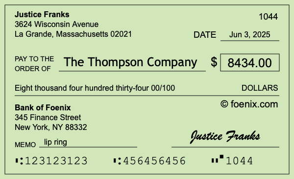 How to write a check for $8,434