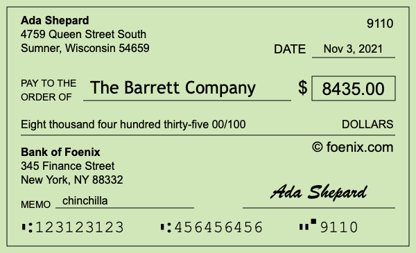 How to write a check for $8,435