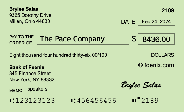 How to write a check for $8,436