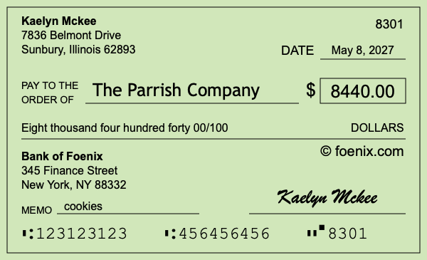 How to write a check for $8,440