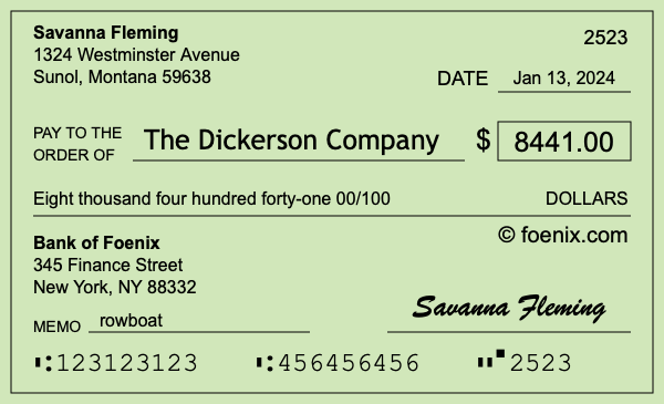 How to write a check for $8,441