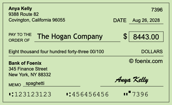 How to write a check for $8,443