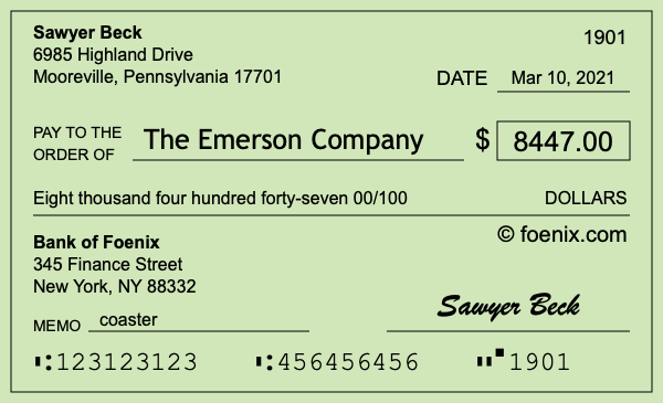 How to write a check for $8,447