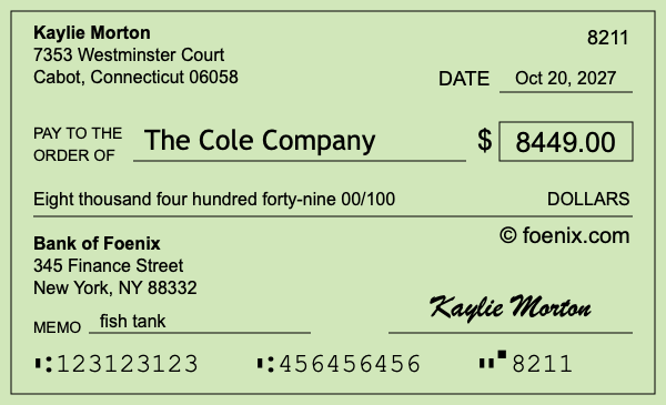 How to write a check for $8,449