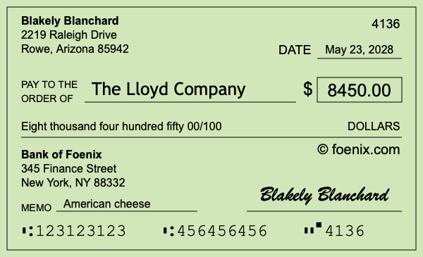 How to write a check for $8,450