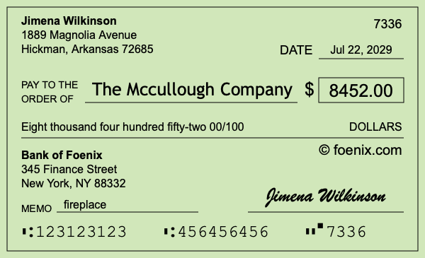 How to write a check for $8,452