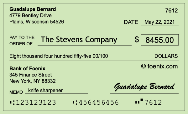 How to write a check for $8,455