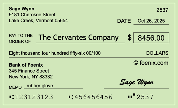 How to write a check for $8,456