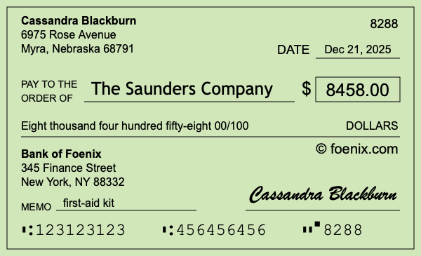 How to write a check for $8,458