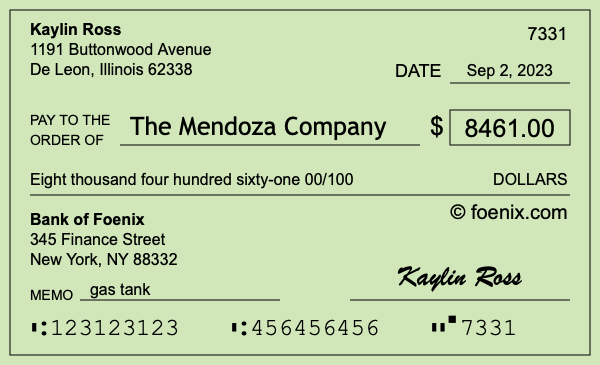How to write a check for $8,461