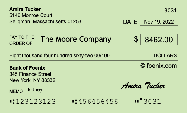 How to write a check for $8,462