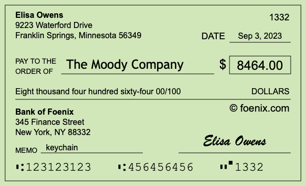 How to write a check for $8,464