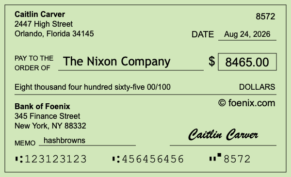 How to write a check for $8,465