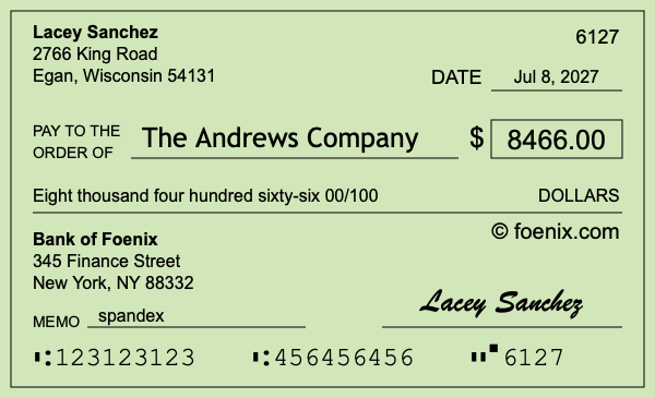 How to write a check for $8,466