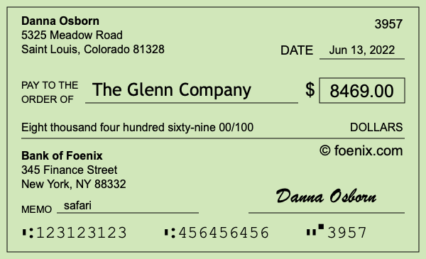 How to write a check for $8,469