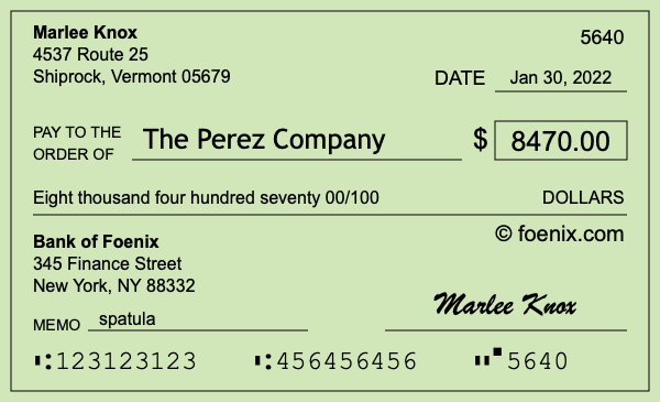 How to write a check for $8,470
