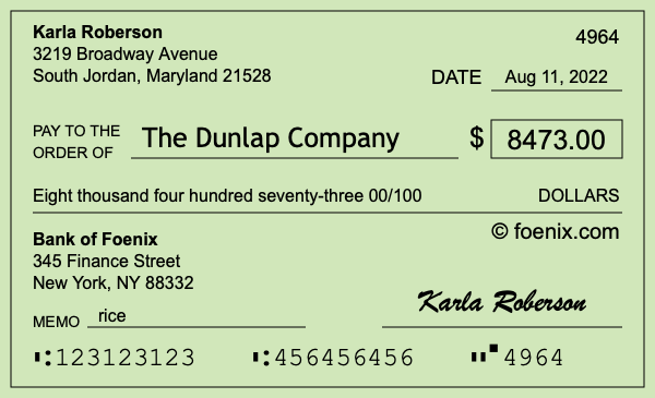 How to write a check for $8,473