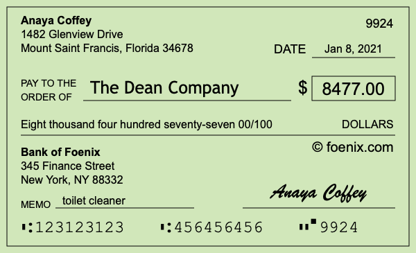 How to write a check for $8,477