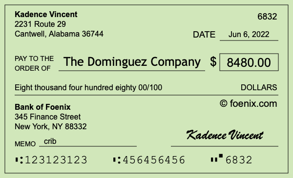 How to write a check for $8,480