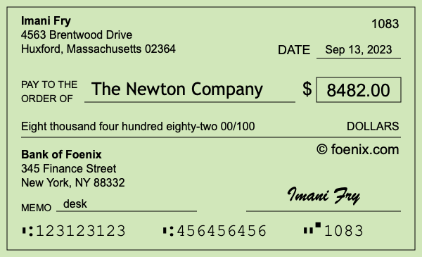 How to write a check for $8,482