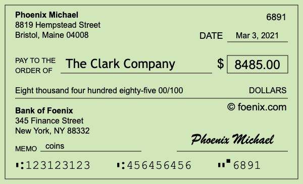 How to write a check for $8,485