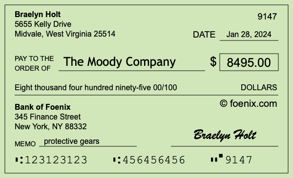 How to write a check for $8,495